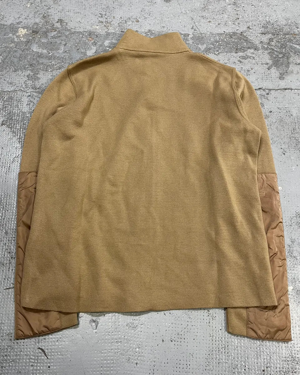 SS1999 Prada Beige Wool Elbow Patch Zip-Up Sweater WrVdZLG 6