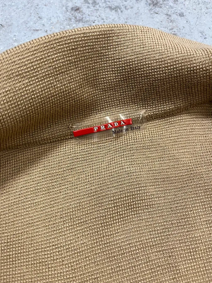 SS1999 Prada Beige Wool Elbow Patch Zip-Up Sweater WrVdZLG 8