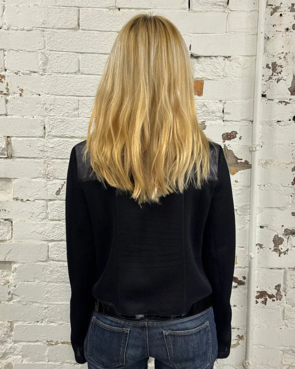 SS1999 Prada Black Hybrid Mesh Leather Jacket YtiJbWv 2