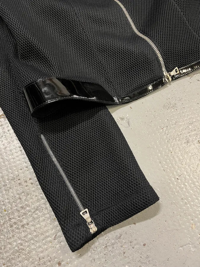 SS1999 Prada Black Hybrid Mesh Leather Jacket YtiJbWv 5