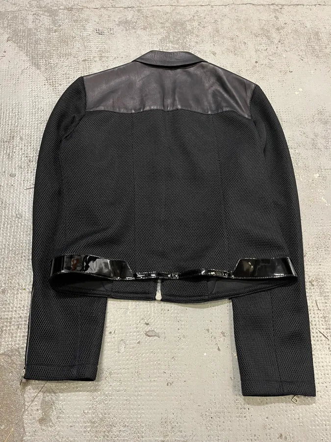SS1999 Prada Black Hybrid Mesh Leather Jacket YtiJbWv 6
