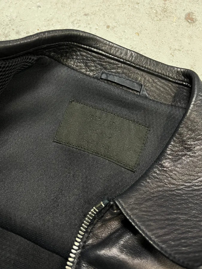 SS1999 Prada Black Hybrid Mesh Leather Jacket YtiJbWv 8