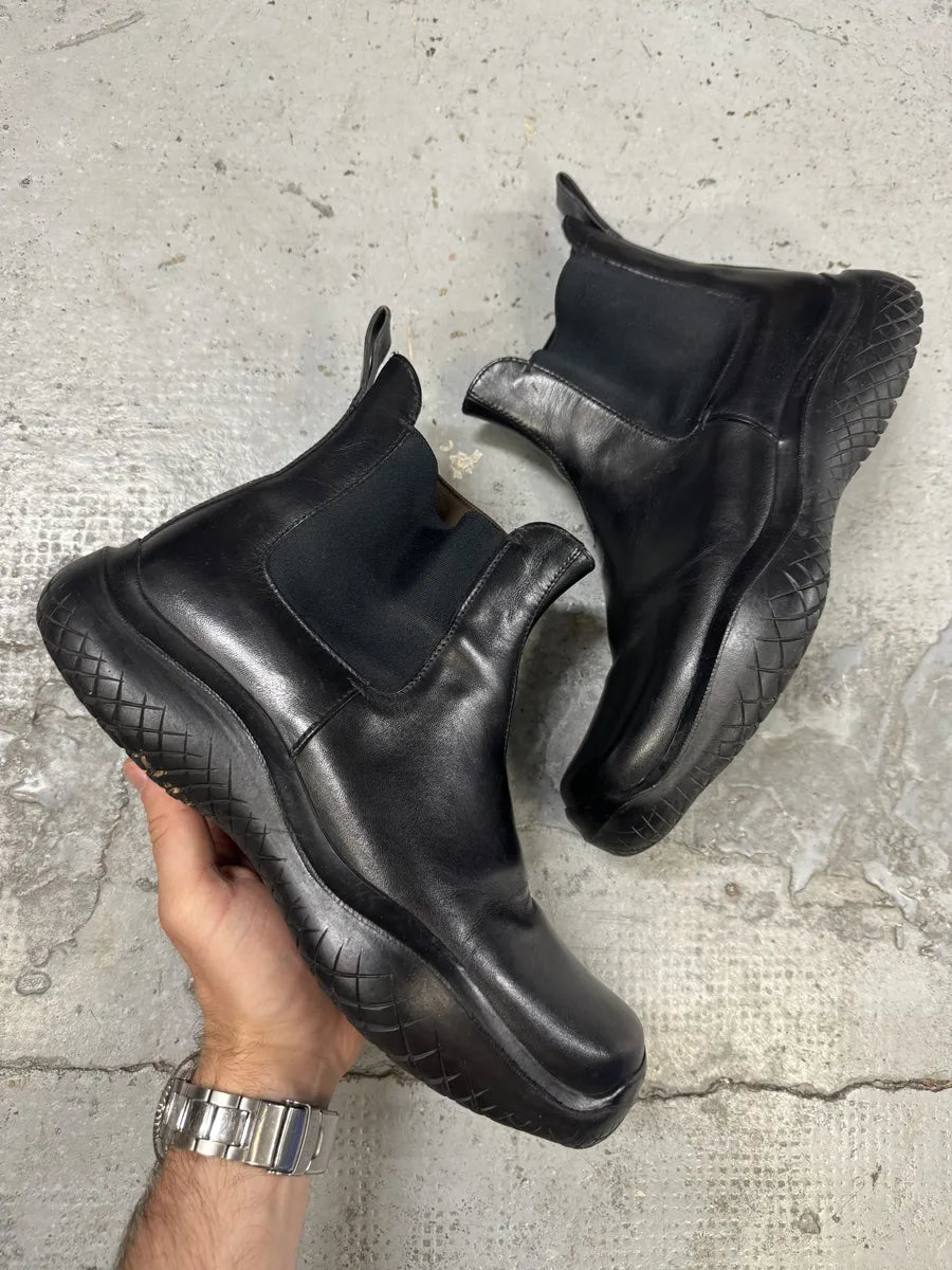 SS1999 Prada Black Vibram Leather Boots cudhSbh 0
