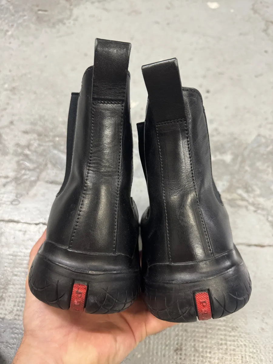 SS1999 Prada Black Vibram Leather Boots cudhSbh 7