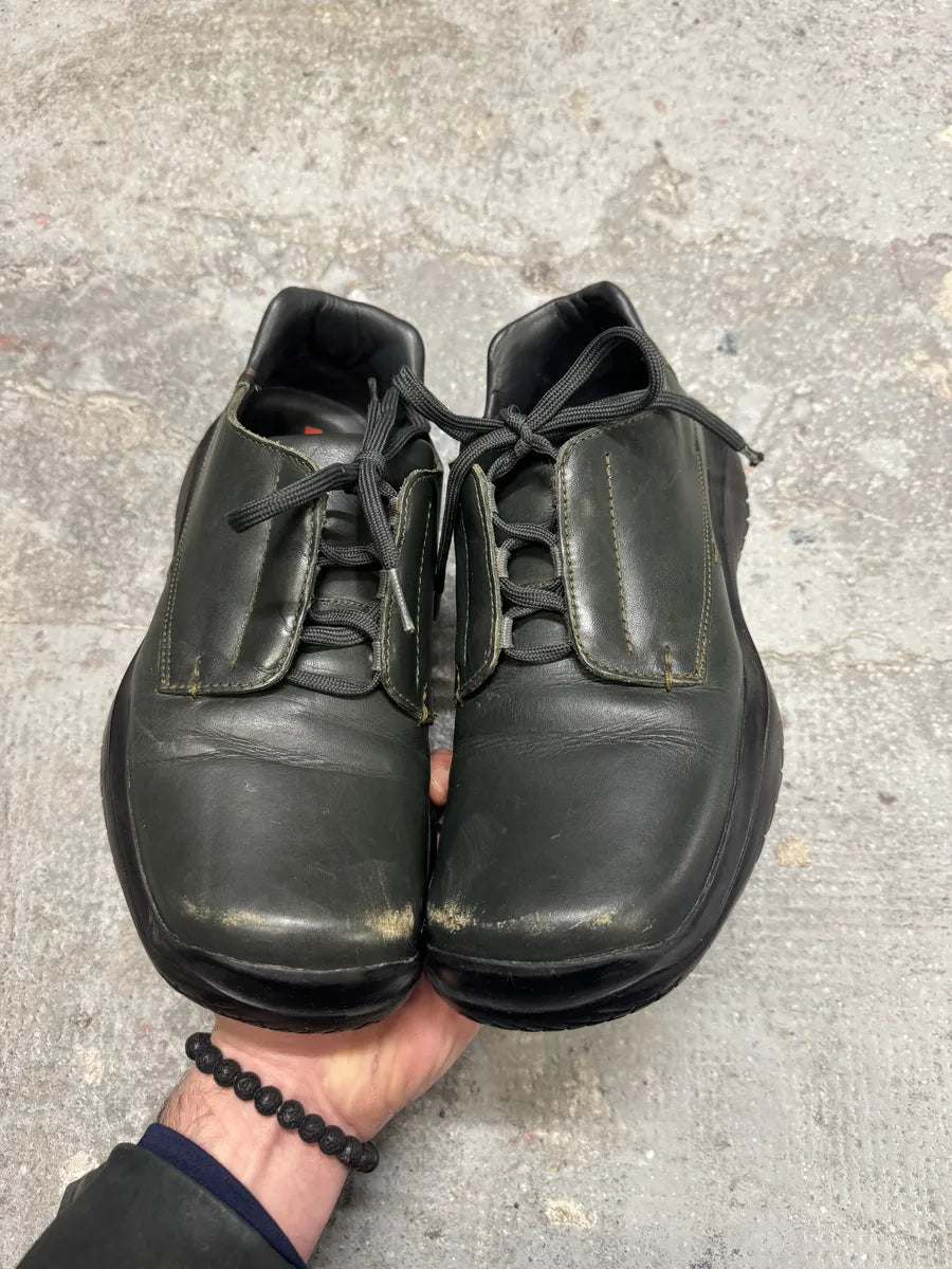 SS1999 Prada Faded Forest Green Leather Vibram Shoes jIBaXKa 1