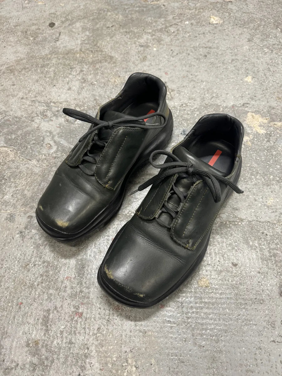 SS1999 Prada Faded Forest Green Leather Vibram Shoes (41eu/us8) 2