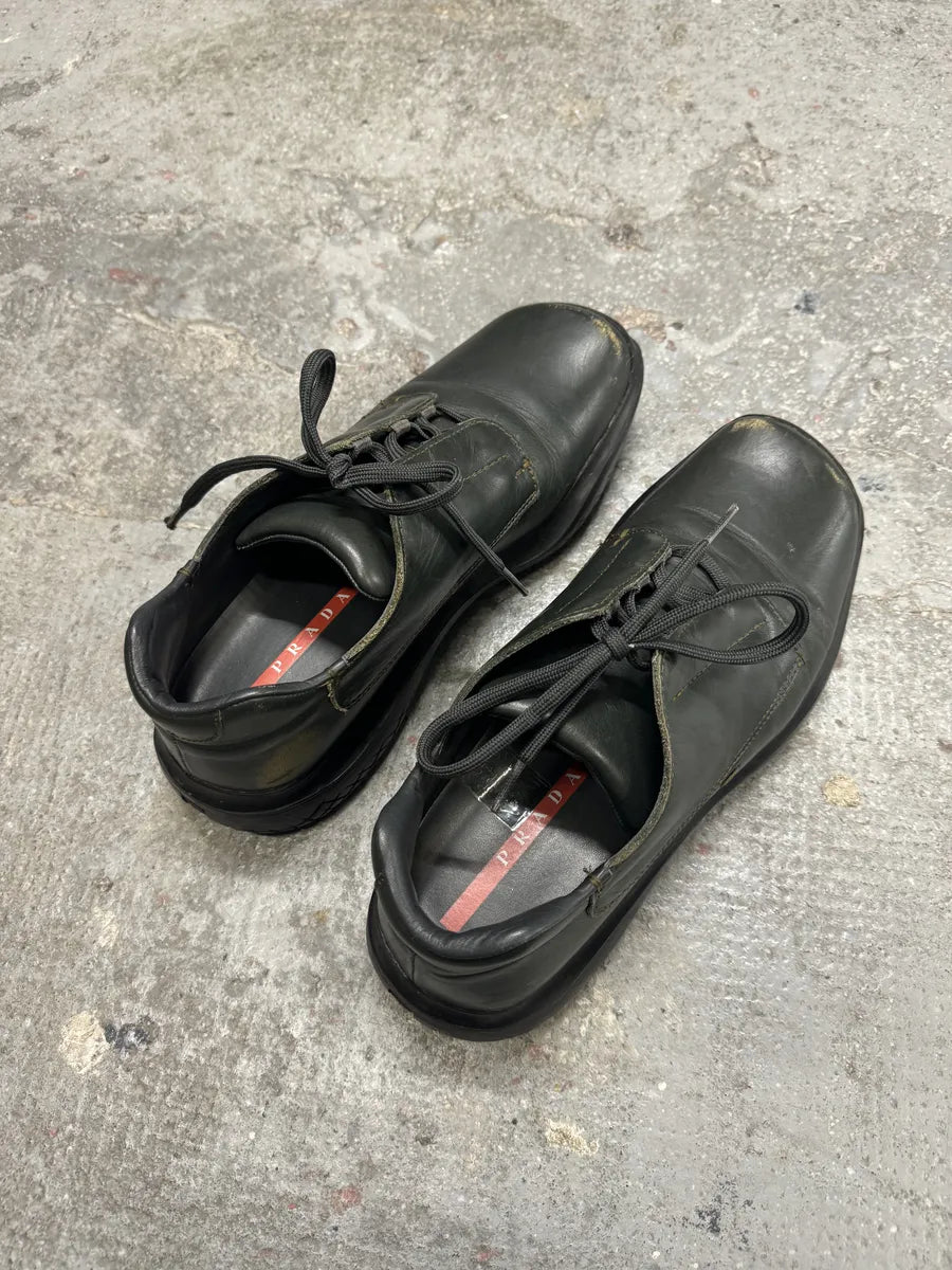 SS1999 Prada Faded Forest Green Leather Vibram Shoes jIBaXKa 3