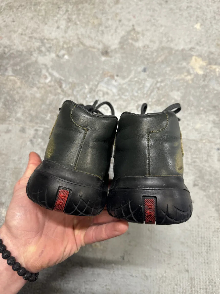 SS1999 Prada Faded Forest Green Leather Vibram Shoes jIBaXKa 4