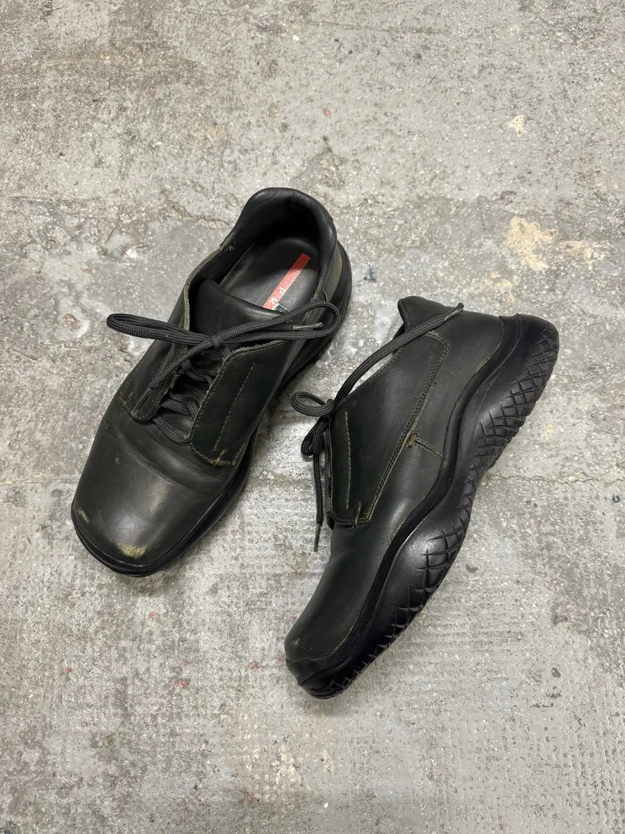 SS1999 Prada Faded Forest Green Leather Vibram Shoes jIBaXKa 7