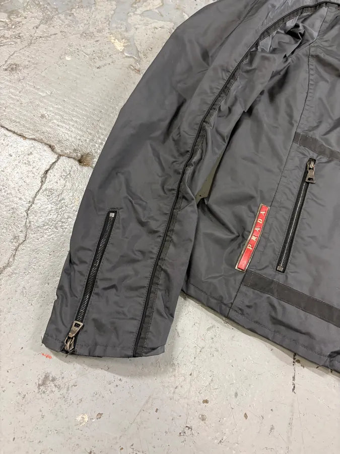 SS1999 Prada Grey Linea Rossa Nylon Jacket cItjpWV 7