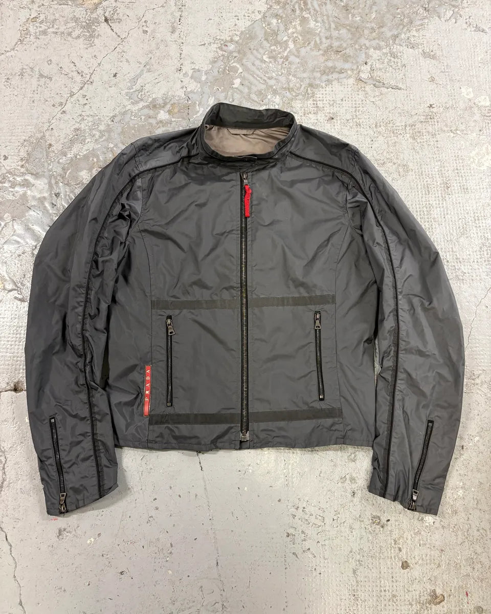 SS1999 Prada Grey Linea Rossa Nylon Jacket cItjpWV 0