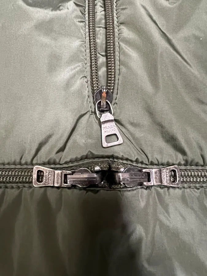 SS1999 Prada Multi Zips Ninja Hooded Olive Nylon Vest (L) 4