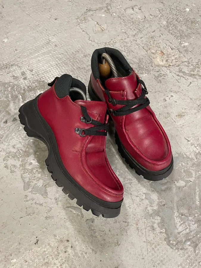 SS1999 Prada Red Vibram Leather Shoes mZimBfy 3