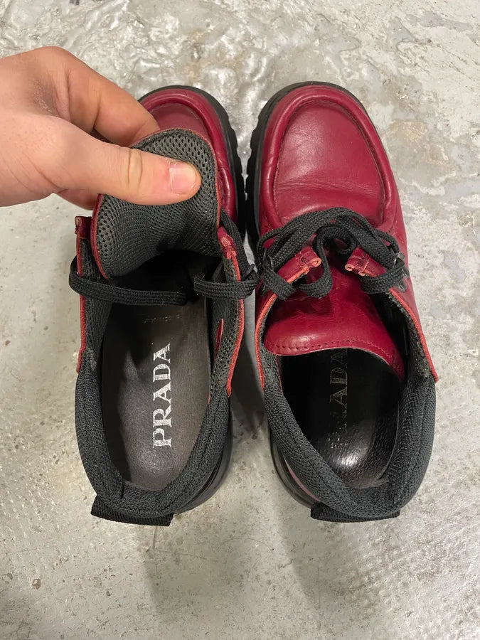 SS1999 Prada Red Vibram Leather Shoes mZimBfy 8