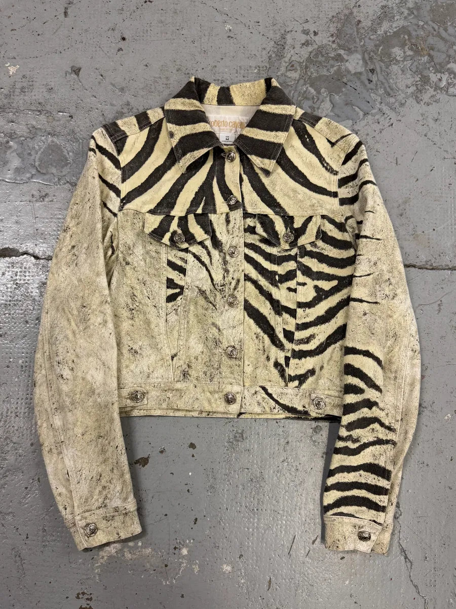 SS1999 Roberto Cavalli Zebra Marble Buttoned Cropped Jacket afMUADN 0