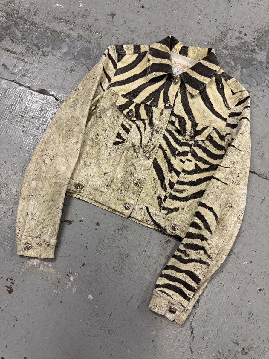 SS1999 Roberto Cavalli Zebra Marble Buttoned Cropped Jacket afMUADN 2