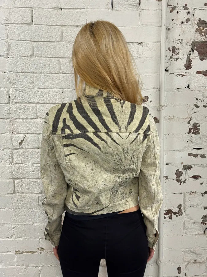 SS1999 Roberto Cavalli Zebra Marble Buttoned Cropped Jacket afMUADN 3