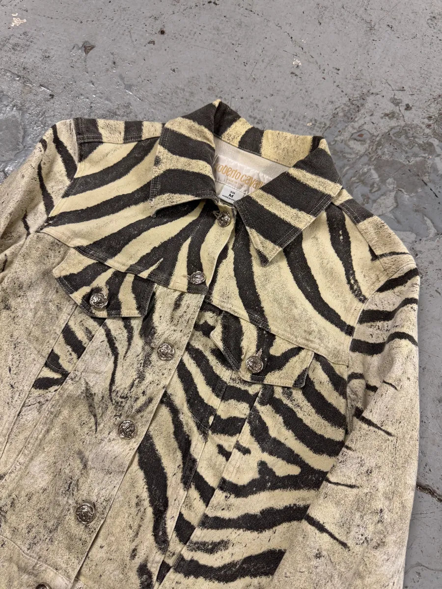 SS1999 Roberto Cavalli Zebra Marble Buttoned Cropped Jacket afMUADN 5
