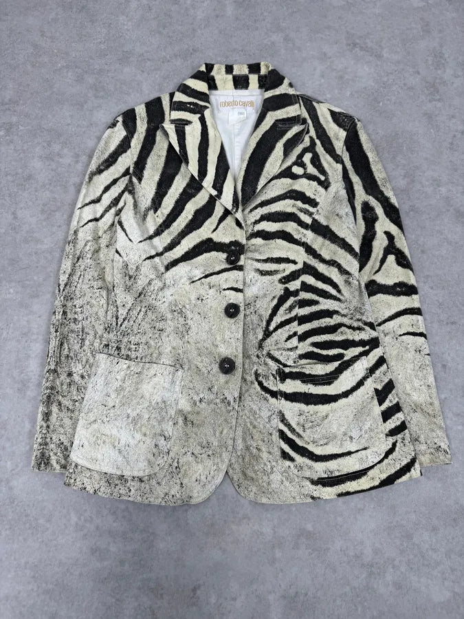 SS1999 Roberto Cavalli Zebra Marble White Blazer Jacket TDEhmMf 2