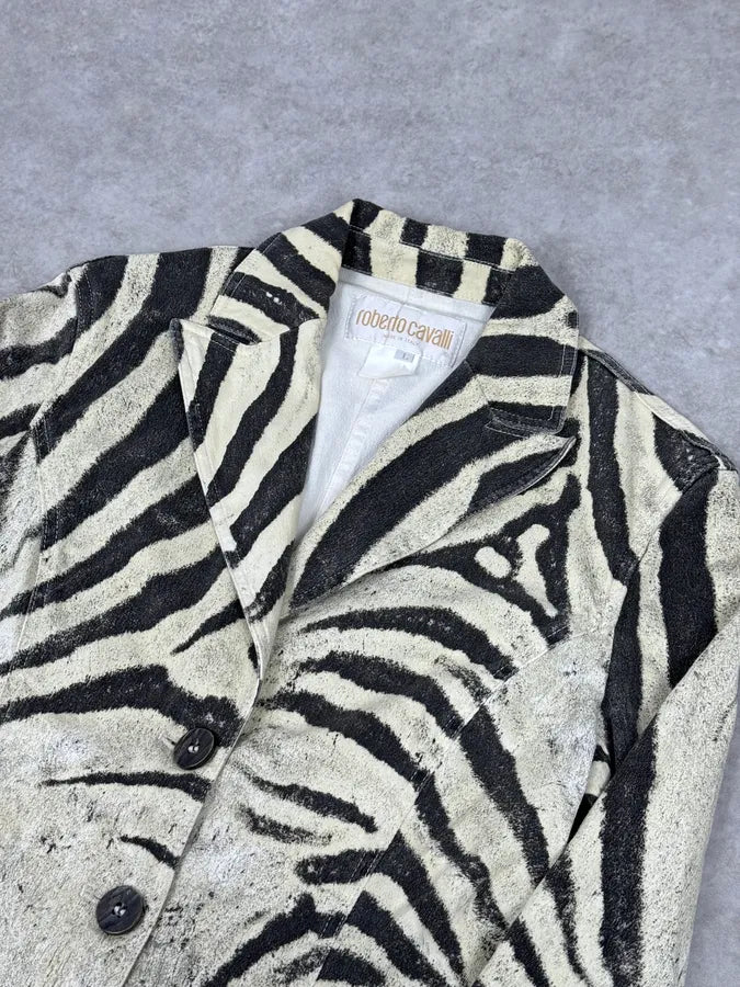 SS1999 Roberto Cavalli Zebra Marble White Blazer Jacket TDEhmMf 3