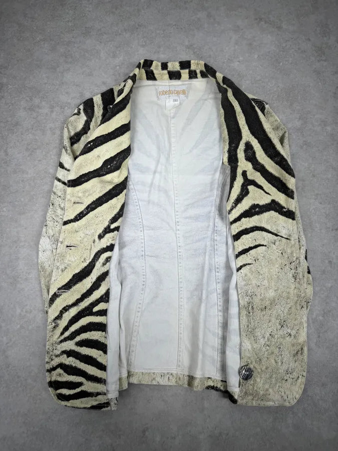 SS1999 Roberto Cavalli Zebra Marble White Blazer Jacket TDEhmMf 4