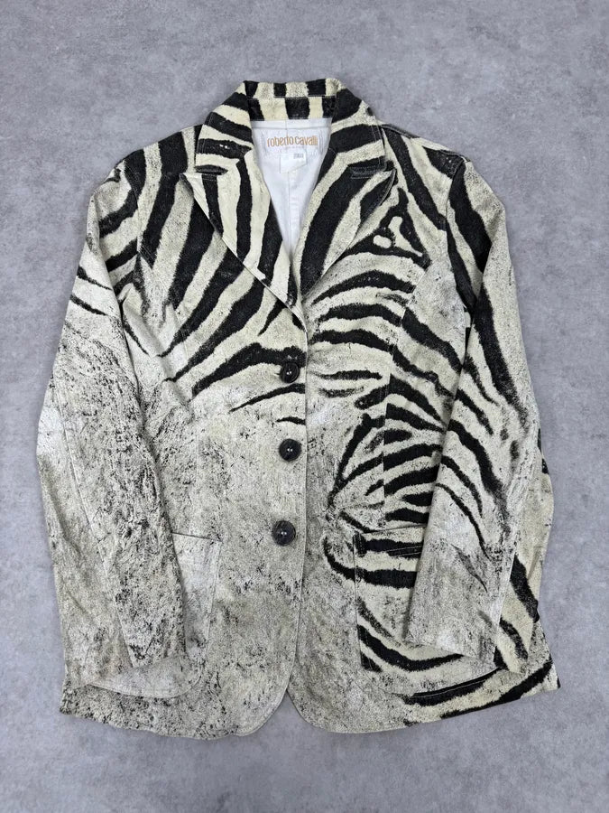 SS1999 Roberto Cavalli Zebra Marble White Blazer Jacket TDEhmMf 7