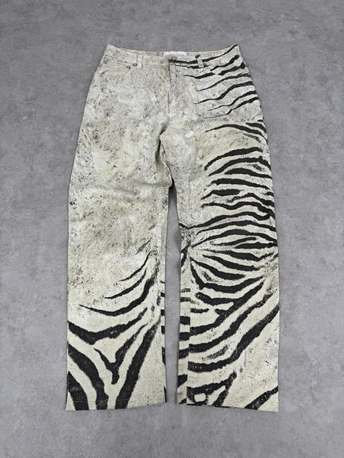 SS1999 Roberto Cavalli Zebra Marble White Pants csEBJcV 0