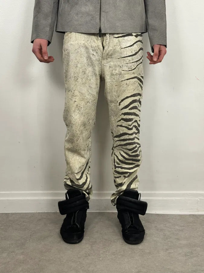 SS1999 Roberto Cavalli Zebra Marble White Pants csEBJcV 1