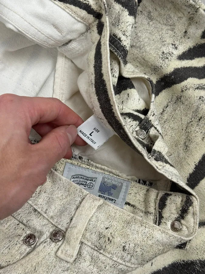 SS1999 Roberto Cavalli Zebra Marble White Pants csEBJcV 10