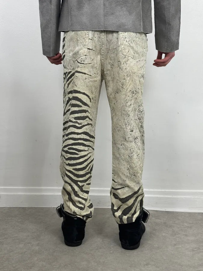 SS1999 Roberto Cavalli Zebra Marble White Pants csEBJcV 3