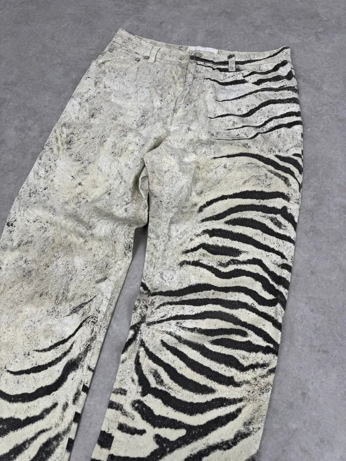 SS1999 Roberto Cavalli Zebra Marble White Pants csEBJcV 4