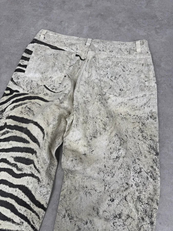 SS1999 Roberto Cavalli Zebra Marble White Pants csEBJcV 5