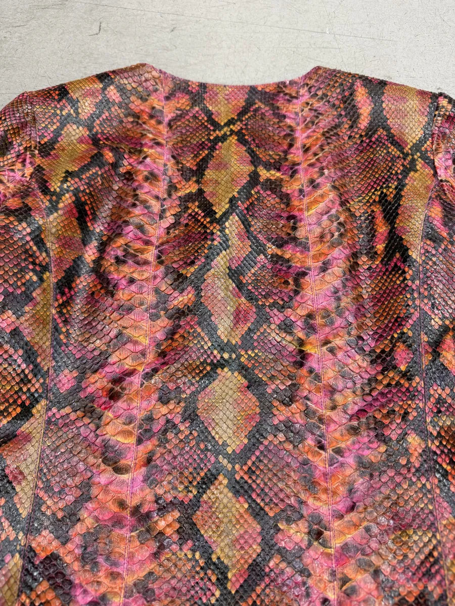 SS2000 Chanel Python Leather Snakeskin Pink Shades Jacket by Karl Lagerfeld QmxtLjT 4