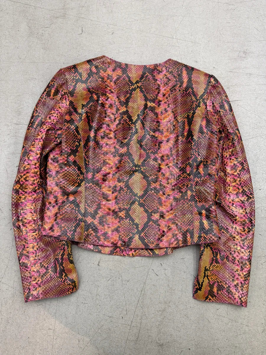 SS2000 Chanel Python Leather Snakeskin Pink Shades Jacket by Karl Lagerfeld QmxtLjT 7