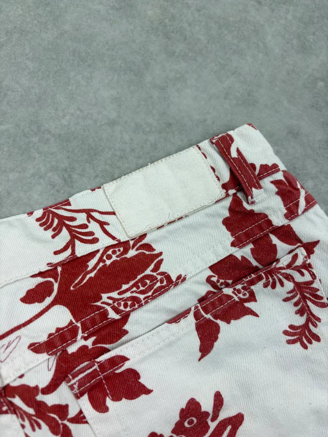 SS2000 Gucci White & Red Floral Long Denim Shorts by Tom Ford PwqpNgn 10