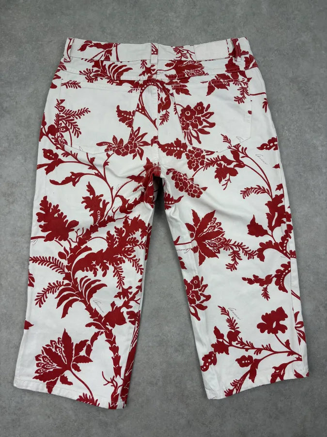 SS2000 Gucci White & Red Floral Long Denim Shorts by Tom Ford PwqpNgn 7