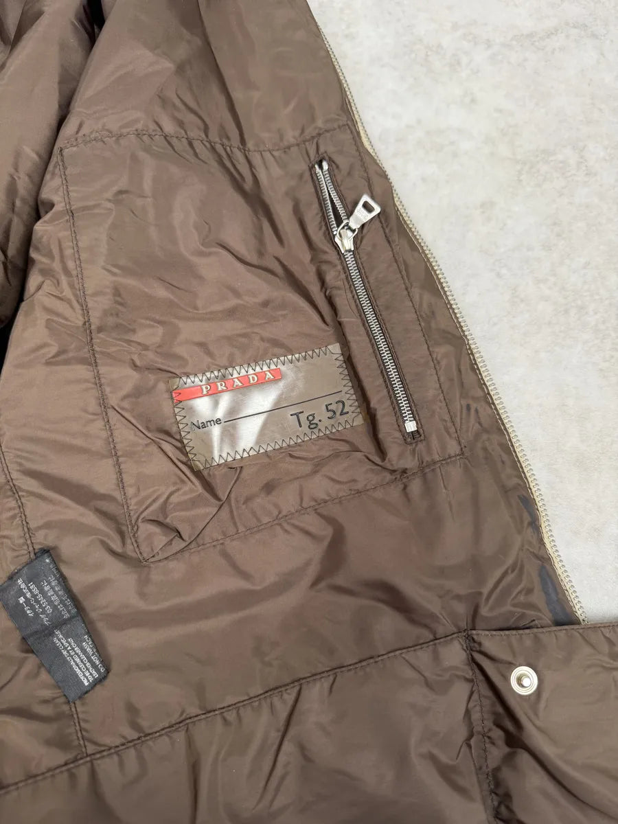SS2000 Prada Beige Padded Biker Leather Jacket LAiIhez 13