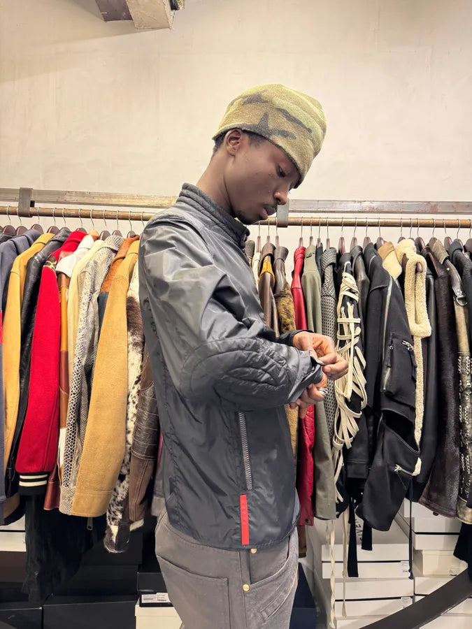 SS2000 Prada Biker Black Nylon Padded Jacket pjuieTG 1