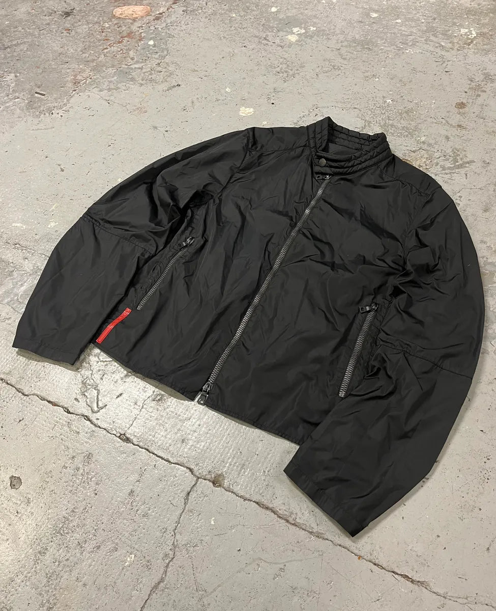SS2000 Prada Biker Black Nylon Padded Jacket pjuieTG 4
