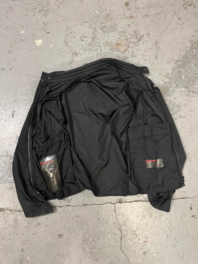 SS2000 Prada Biker Black Nylon Padded Jacket pjuieTG 8