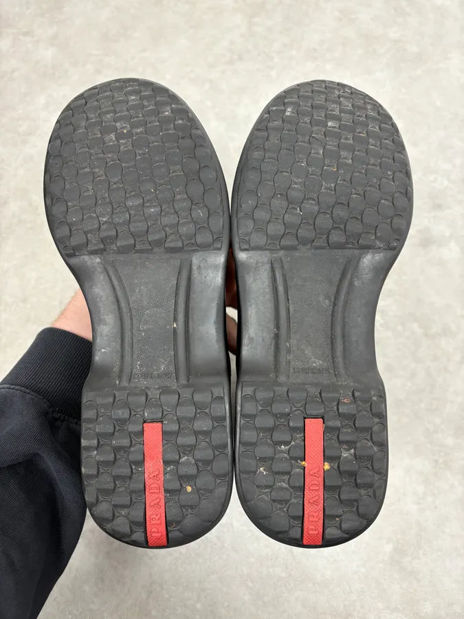 SS2000 Prada Black Leather Ankle Metallic Boots EKebyeU 7