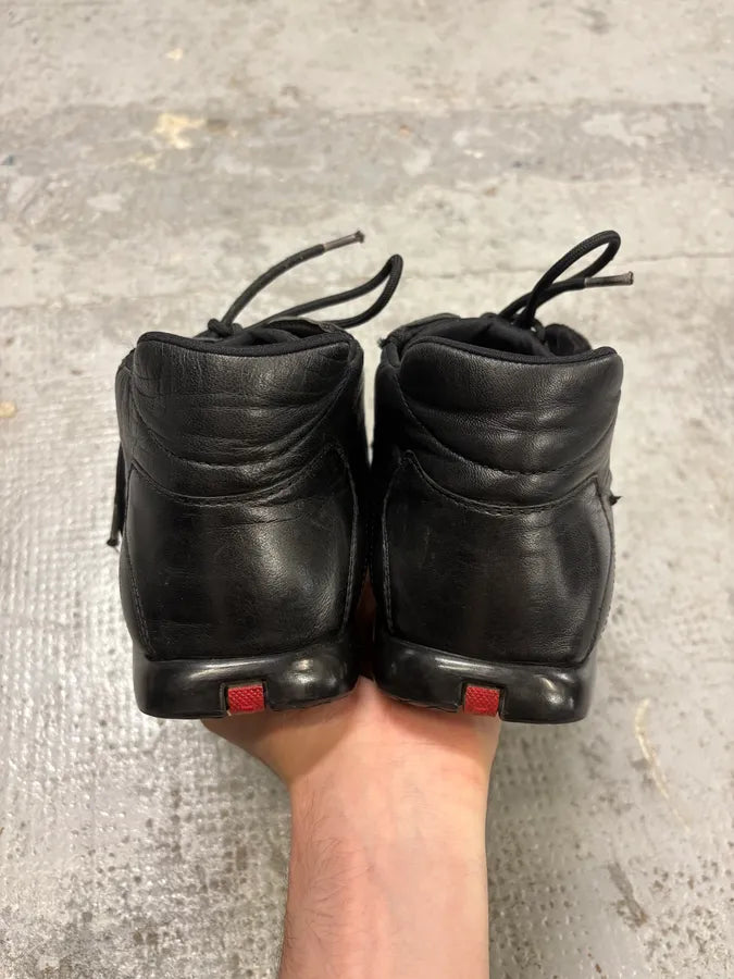 SS2000 Prada Black Leather High Sneakers ILhEUdx 6