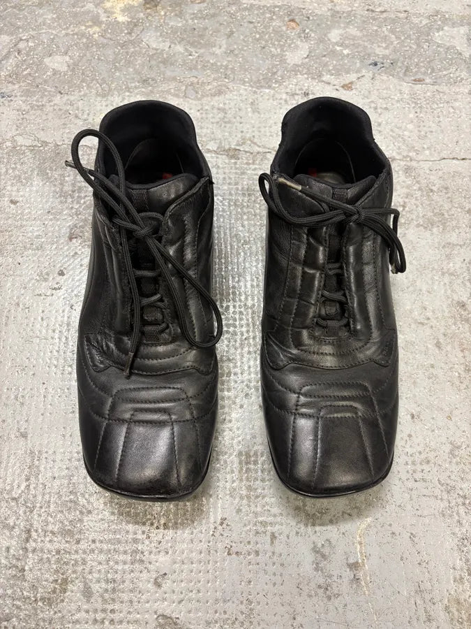 SS2000 Prada Black Leather High Sneakers ILhEUdx 1