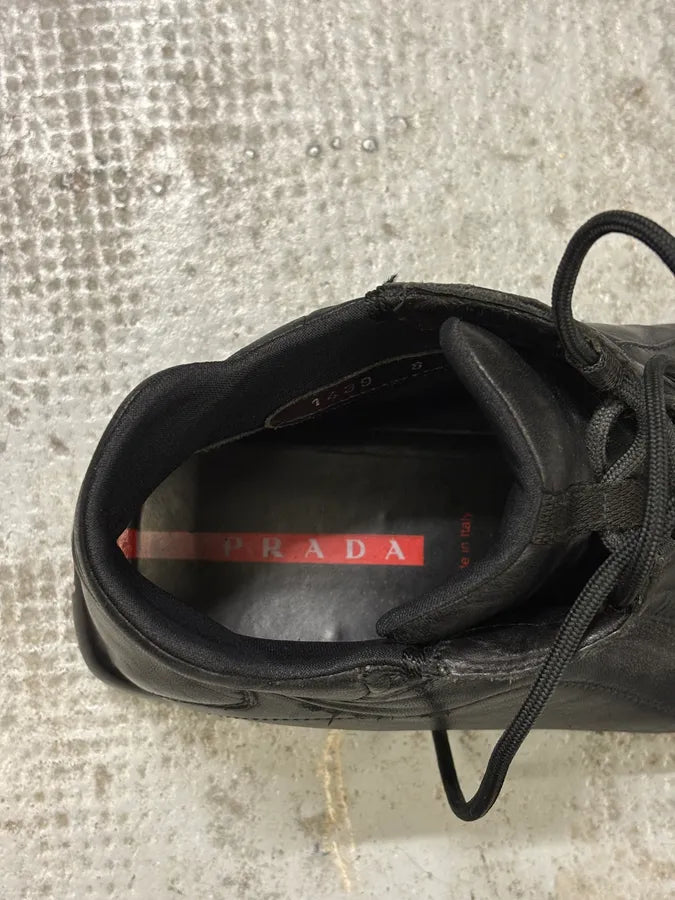 SS2000 Prada Black Leather High Sneakers ILhEUdx 10