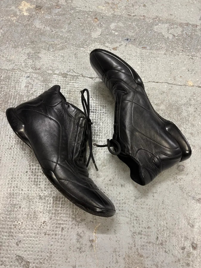 SS2000 Prada Black Leather High Sneakers ILhEUdx 5