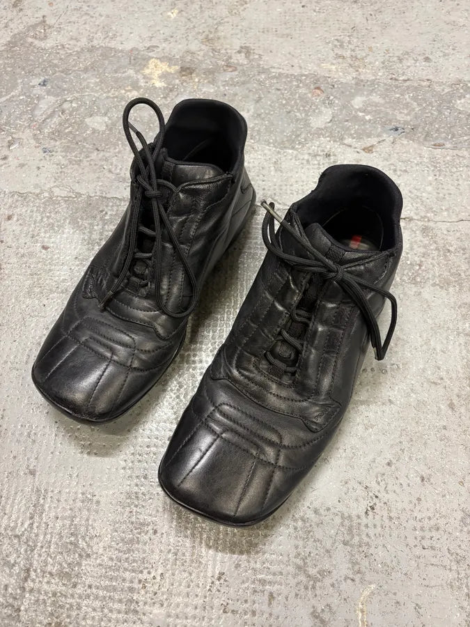SS2000 Prada Black Leather High Sneakers ILhEUdx 2