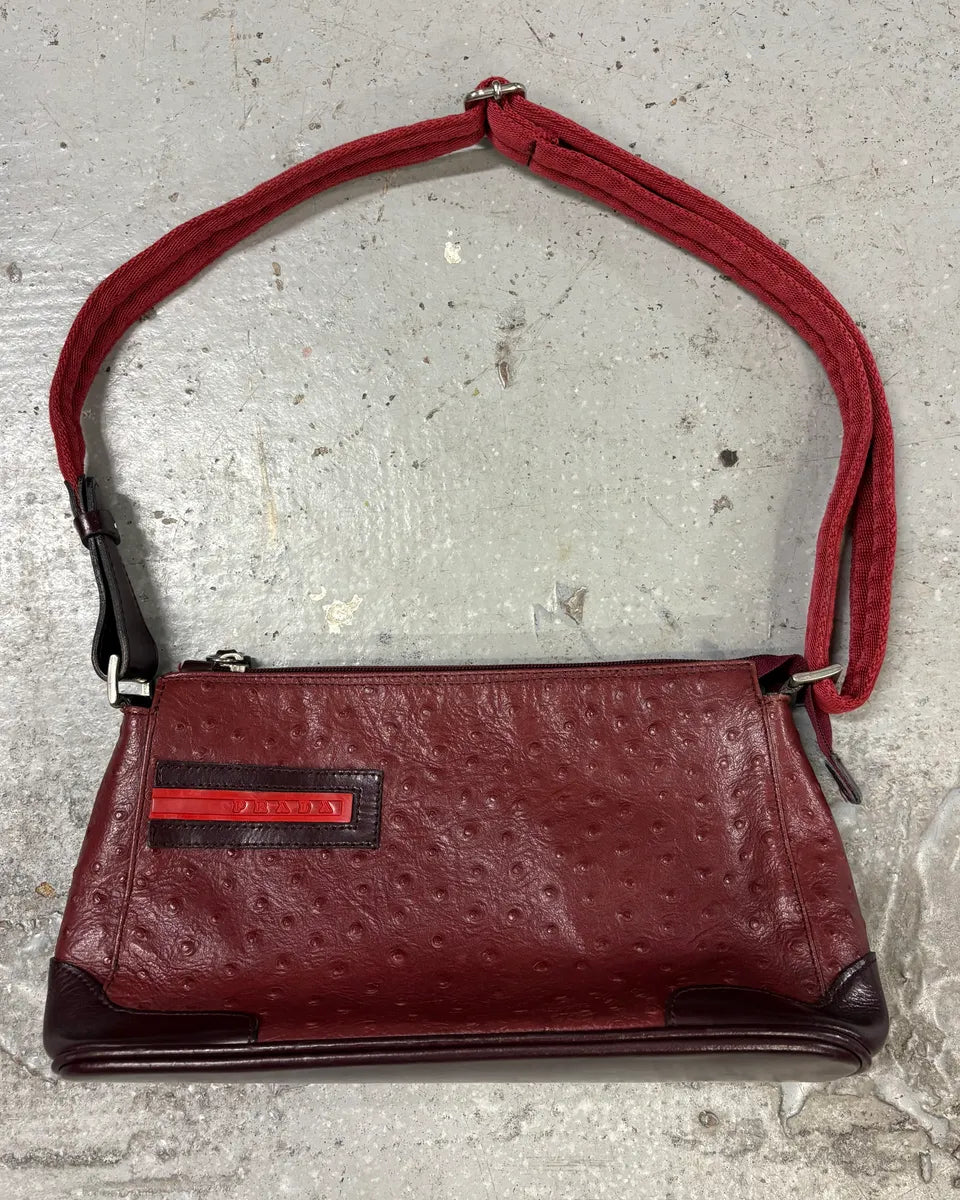 SS2000 Prada Burgundy Ostrich Leather Handle Bag pInxGea 0