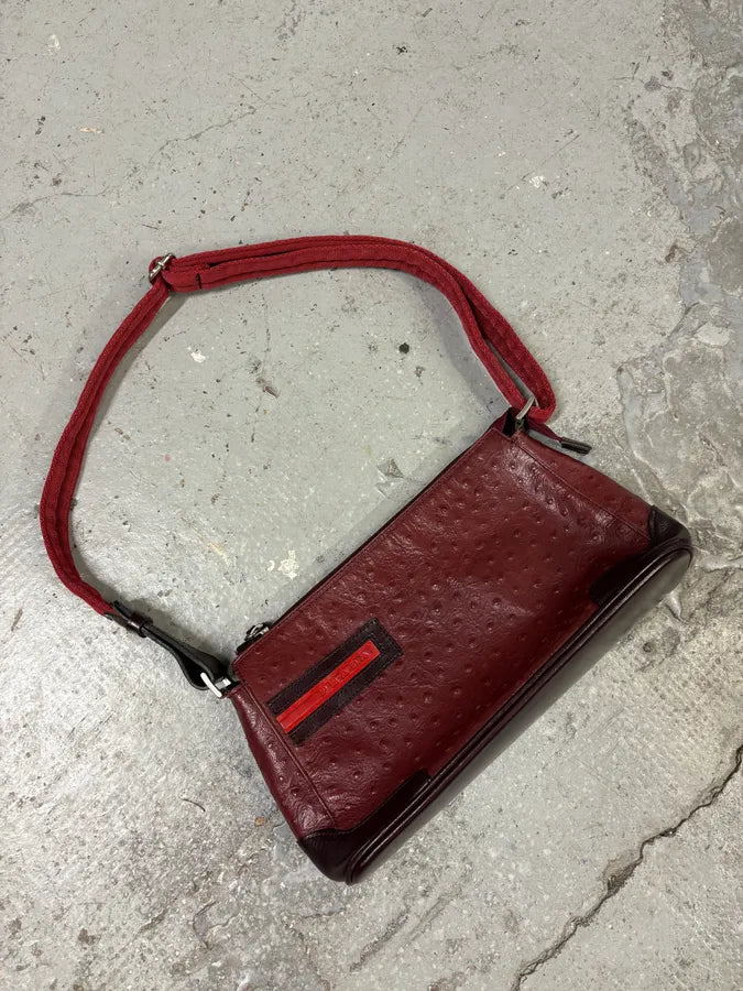 SS2000 Prada Burgundy Ostrich Leather Handle Bag pInxGea 3