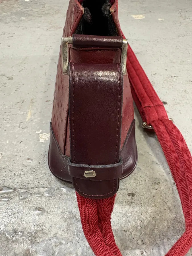 SS2000 Prada Burgundy Ostrich Leather Handle Bag pInxGea 5