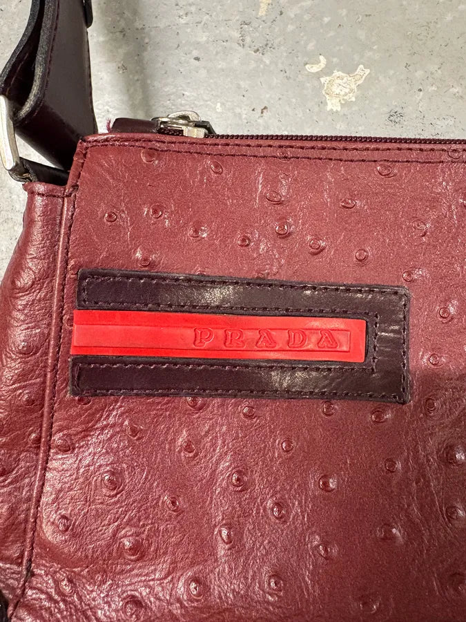 SS2000 Prada Burgundy Ostrich Leather Handle Bag pInxGea 6